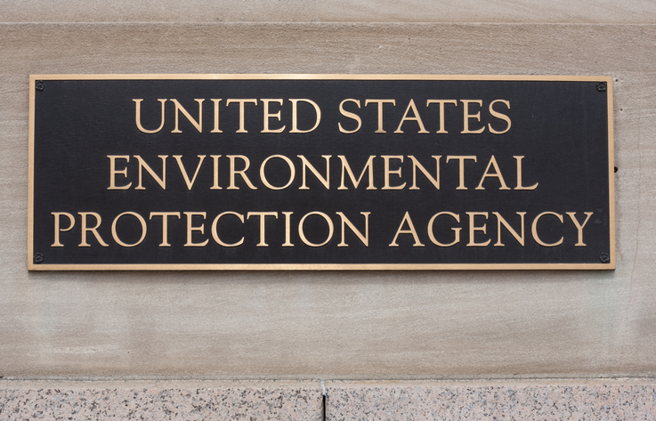The EPA has a National Recycling Strategy. EPA building sign.