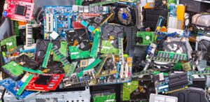 Electronics disposal involves dismantling devices into parts like these that can be recycled.